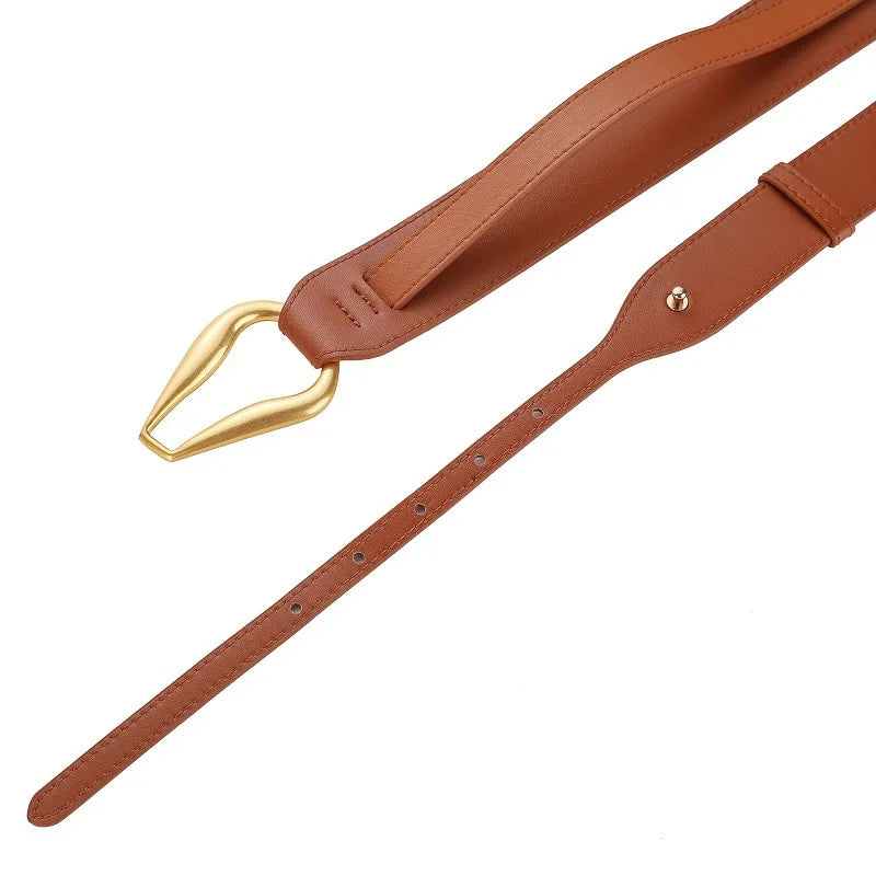 Belt Woman for Dress Brand Leather Luxury Designer Women Suit Outerwear Western Elegant Belt for Women's SweaterCoat Accessories