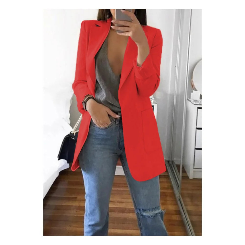 Blazer Women 2025 New Ladies Professional Office Lapel Cardigan Temperament ropa mujer Suit Jacket Casual Lady coat Solid coats