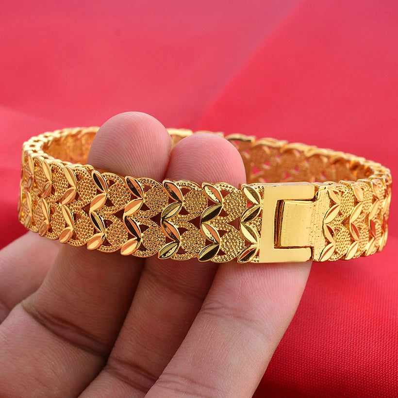 Dubai Wholesale Gold Color Bangles For Women Indian Charm Bracelet Jewellery Arabic Wedding Party Banquet Gifts