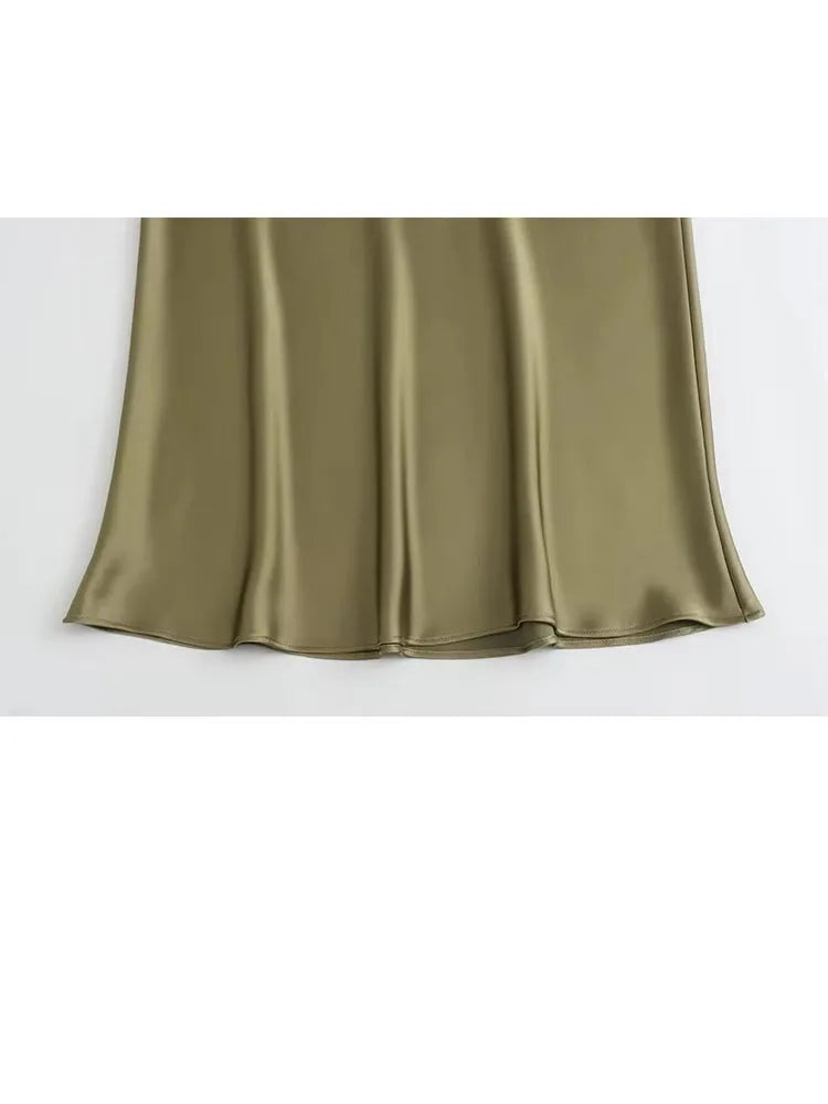 HH Skirts For Women 2024 Summer Solid Satin Sheath Long Skirt Female Show Curve Beach Outfits For Woman Mermaid Skirts