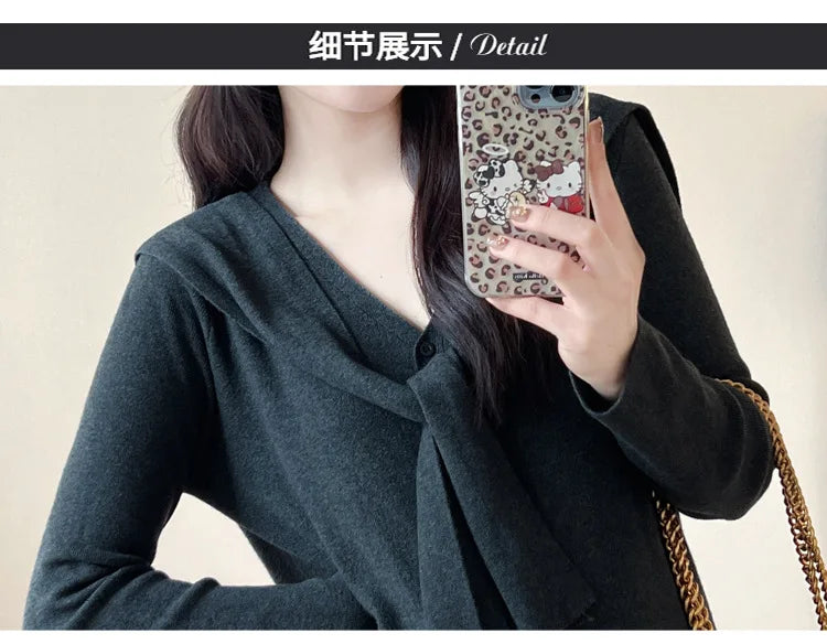 Maternity Dress for Pregnant Women  Knit Sweater Dress Cozy Loose Fit Elegant Autumn Pregnancy Outfit with Relaxed Vibes