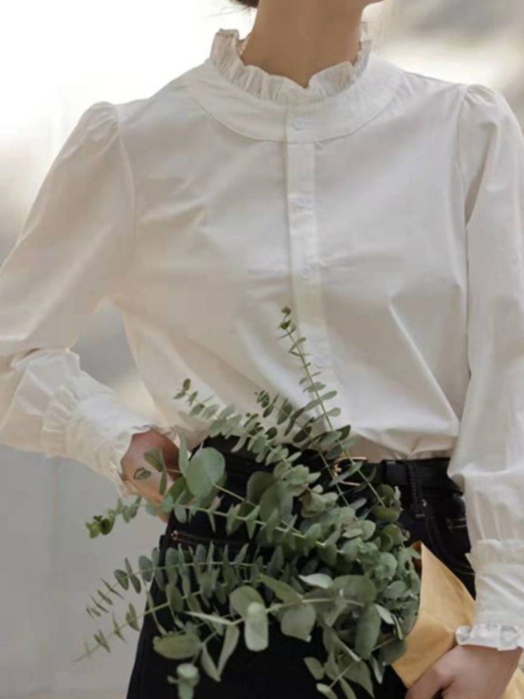 Shirts Women Temperament Design Tender Retro Sweet Korean Style Femme Ins Fashion Pure Spring All-match Daily Leisure Minimalist