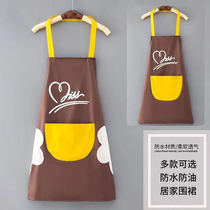 Cute Kitchen Aprons for Woman Men Chef Work Apron for Grill Restaurant Bar Shop Cafes Beauty Nails Studios Uniform
