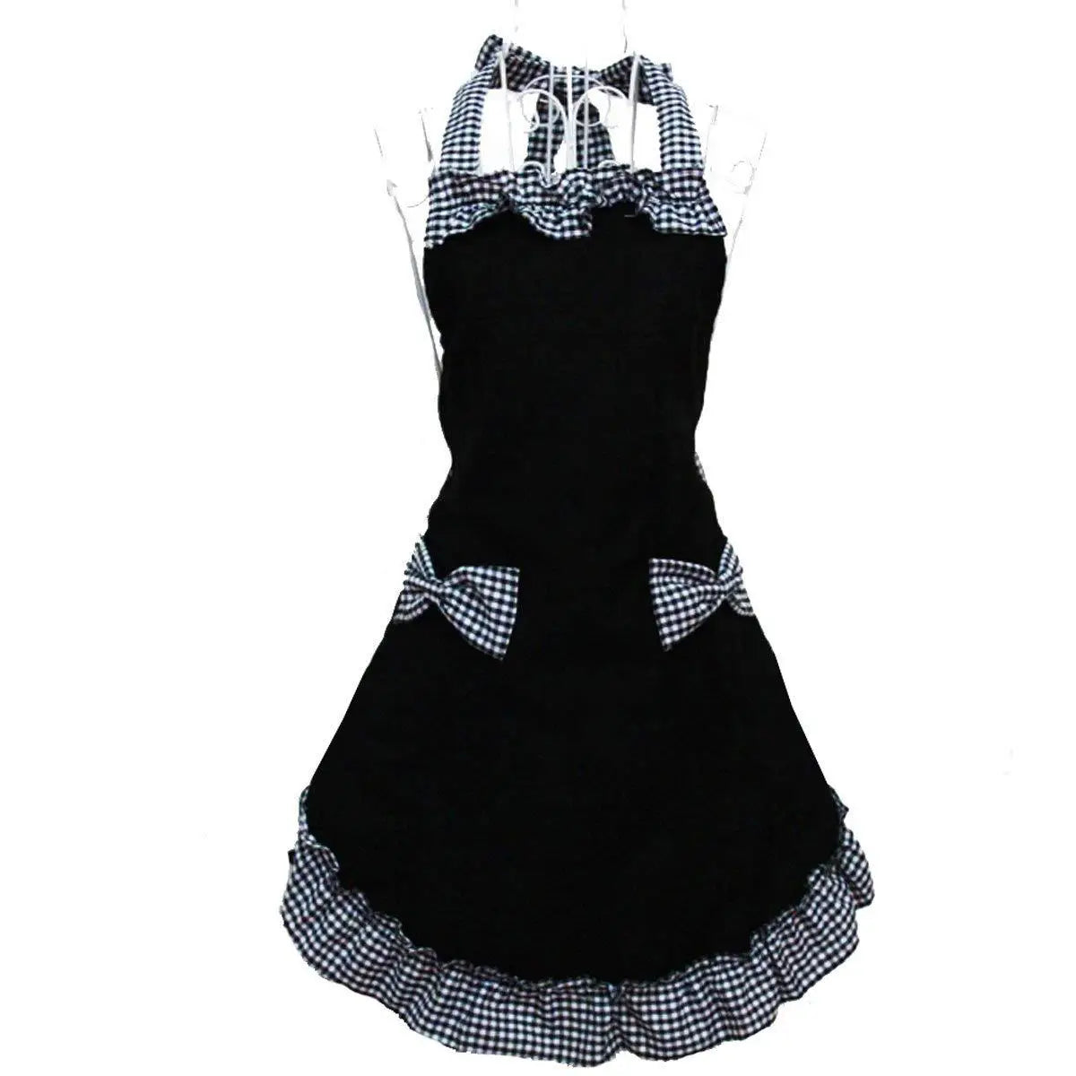 Kitchen Apron Cute Uniform Apron Flirty Outfit Dress Women Girl Fashion Lovely Bowknot Lace Anti-fouling Apron with Pockets Gift