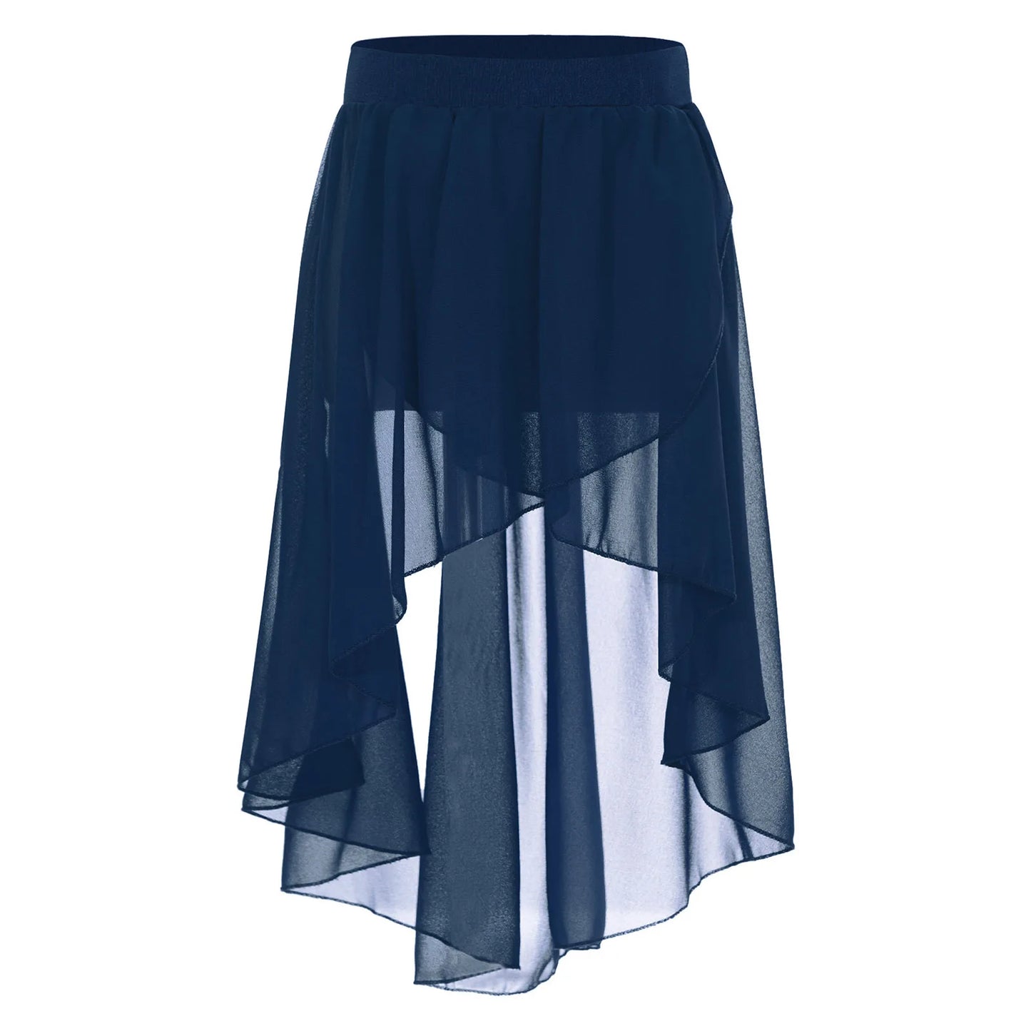 Girls Skirts High-Low Chiffon Skirt for Girl Elastic Waistband Ballet Modern Lyrical Dance Leotards Wrap Skirt Child Dancewear