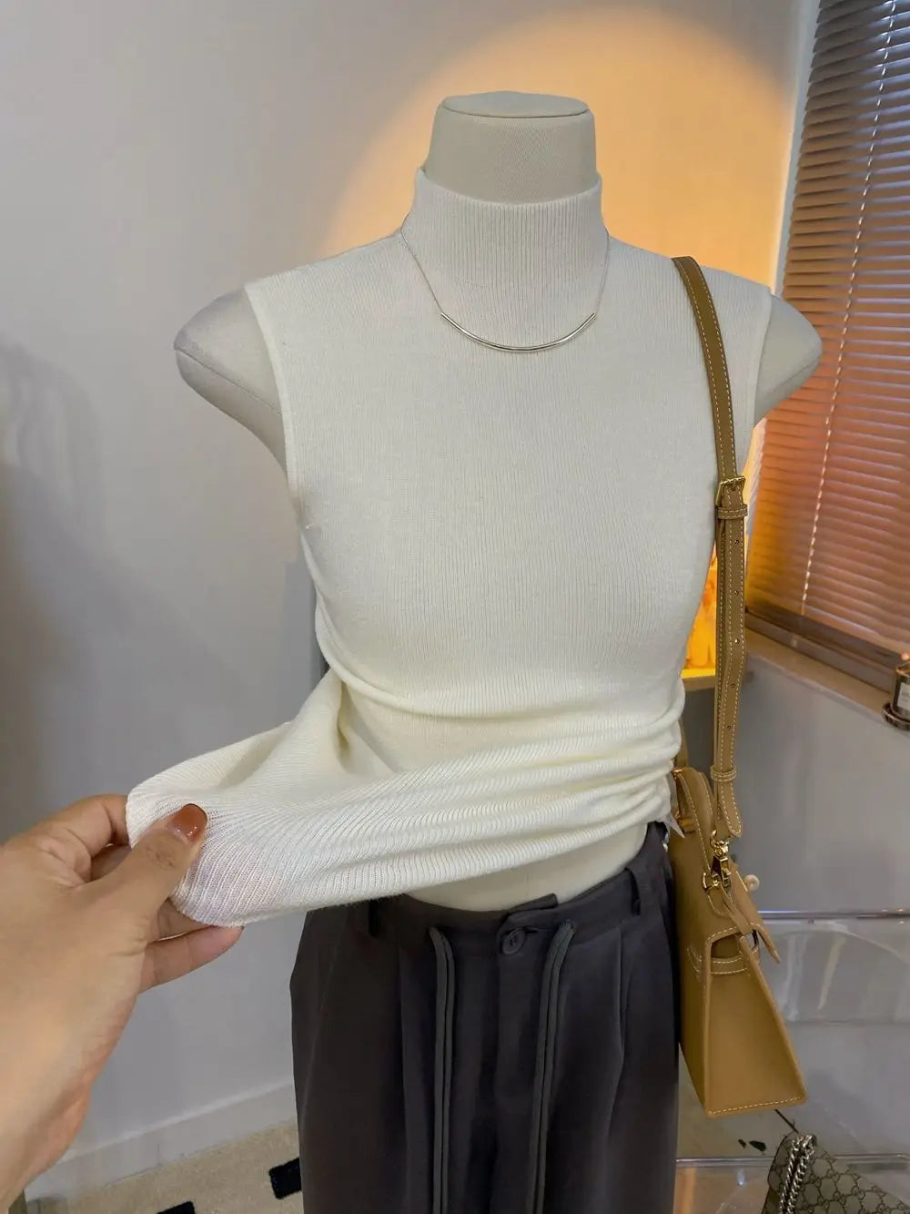 Sweater Vests Women Simple Half High Collar Fashion Autumn Basic Slim Sleeveless Sweaters All-match Ulzzang Leisure Knitting Ins