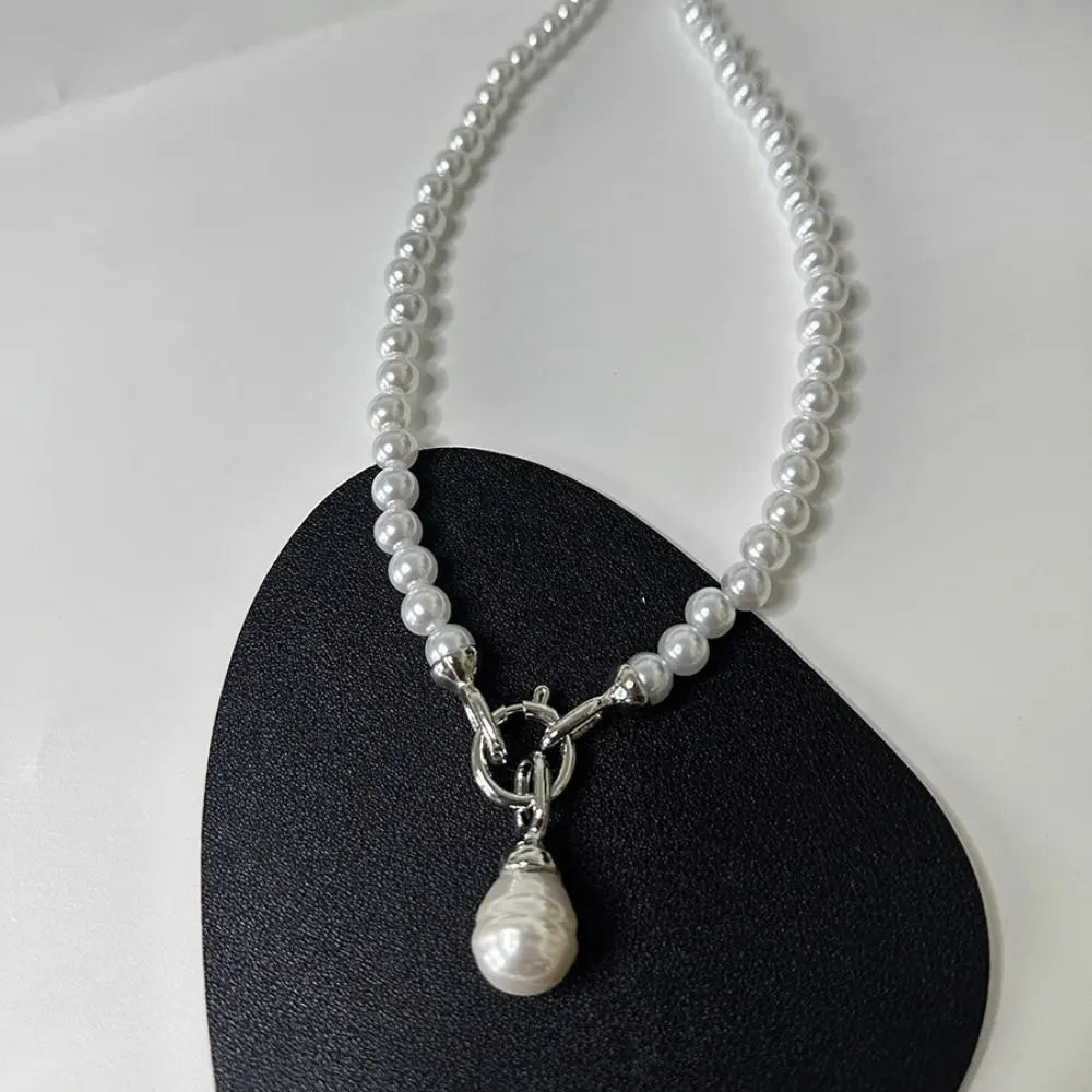 Sweet Elegant Pearl Beaded Necklace White Multilayer Pearl Choker Long Simple Pearl Pendant Accessory Women