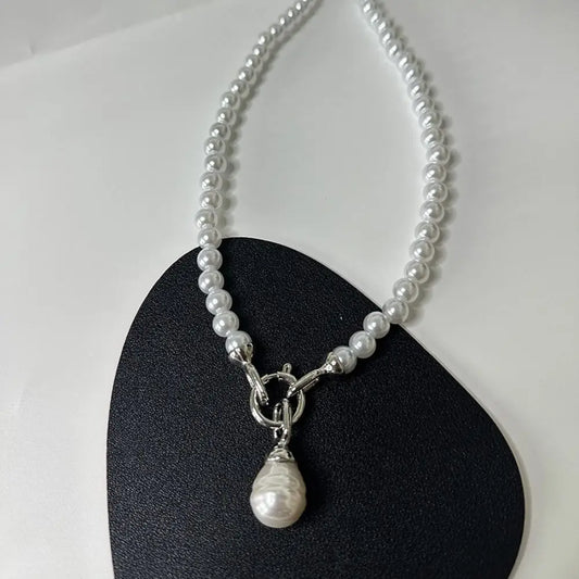 Sweet Elegant Pearl Beaded Necklace White Multilayer Pearl Choker Long Simple Pearl Pendant Accessory Women