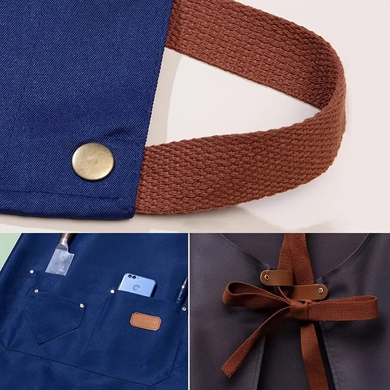1PCS New Fashion Kitchen Aprons for Woman Men Chef Work Apron for Grill Restaurant Bar Shop Cafes Beauty Nails Studios Uniform
