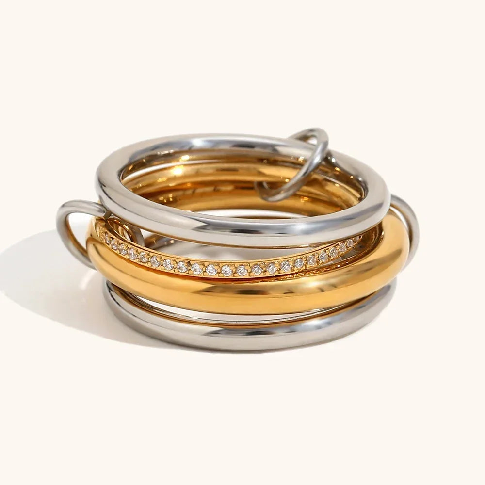 Stacking Rings Stainless Steel 3-layer Mixed Color Women's Ring New Waterproof Jewelry Party Birthday Gift