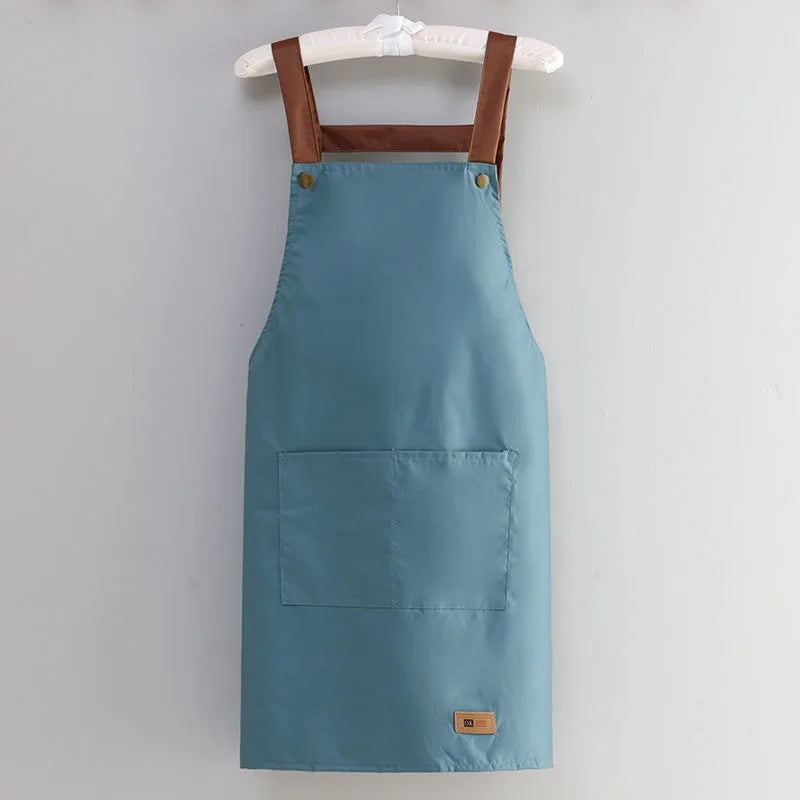 Kitchen Cooking Apron Women Men Waterproof Oil-proof Apron Household Work Clothes with Pockets for Hotel Resturant Coffee Shop