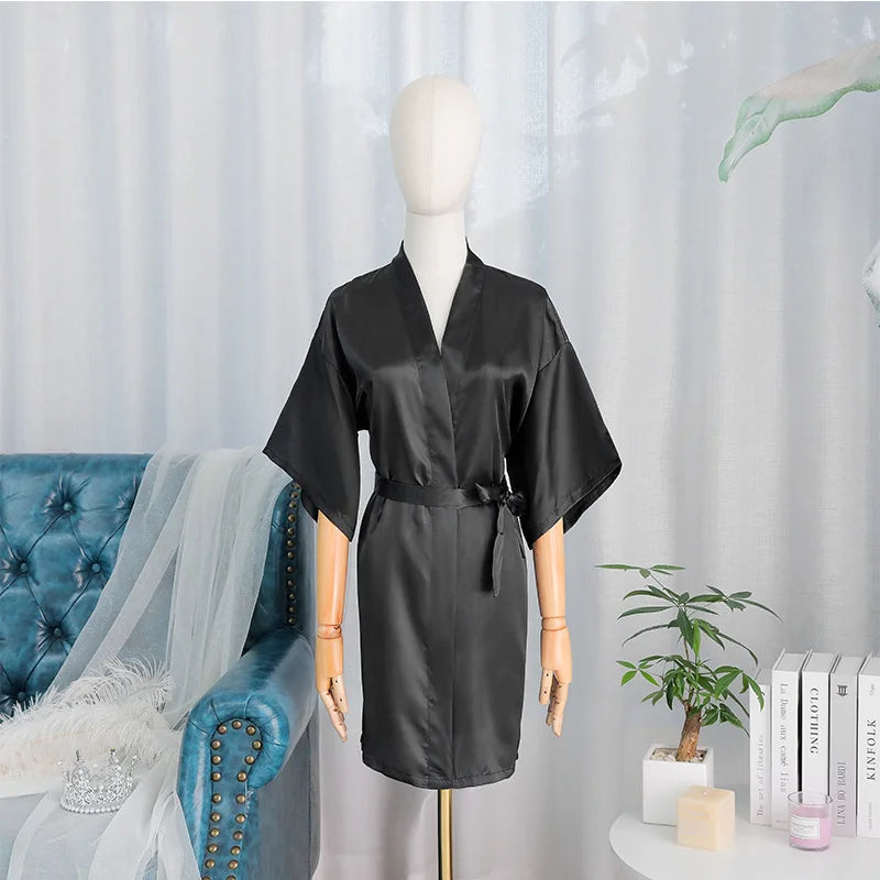 Kimono Robe Bride Bridesmaid Wedding Bathrobe Casual Women Sleepwear Nightgown Embroidery Letter Home Clothing Lingerie