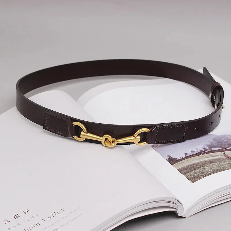 Women's Belt New Simple Belts For Women Saddle Buckle Decoration Cowhide Belt Female