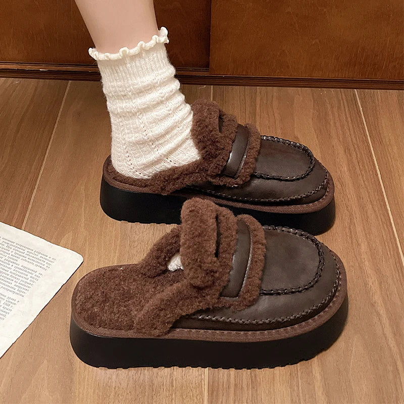 Shoes Loafers Ladies' Slippers Luxury Slides Winter Footwear Cover Toe Slipers Women Platform Designer 2024 House Slippers Platf