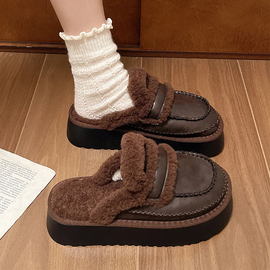 Shoes Loafers Ladies' Slippers Luxury Slides Winter Footwear Cover Toe Slipers Women Platform Designer 2024 House Slippers Platf
