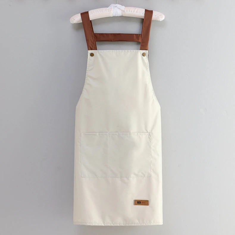 Kitchen Apron Rivet Strap Leather Apron Multi-functional Stain-resistant Oil-proof Waterproof Cooking Solid Color Hotel Workwear