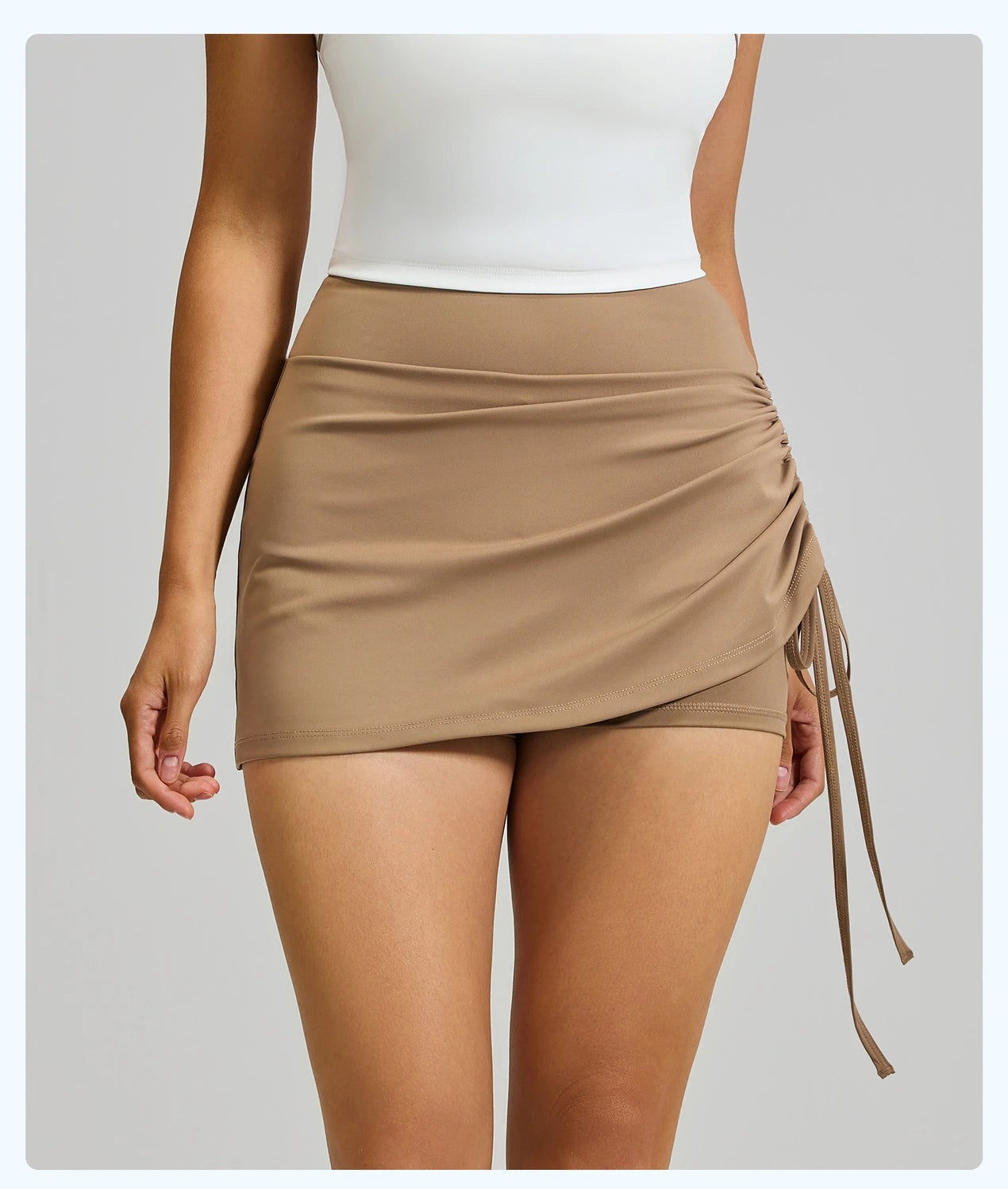 Shirring Sports Skirts with Safety Trousers for Women High Elastic Fashion Casual Fitness Skirts Fake Two Pieces Yoga Skirts