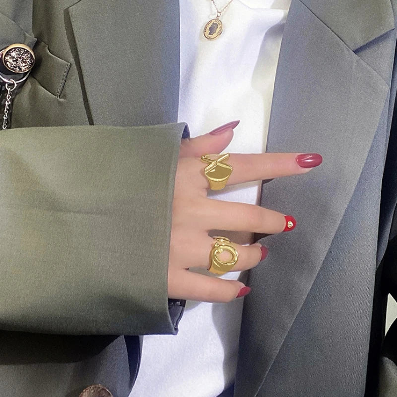 26 English Letter Ring Opening Adjustable Female Personality Internet Celebrity Ring Fashion Jewelry Couple Mother's Day Gift