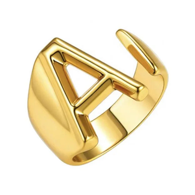26 English Letter Ring Opening Adjustable Female Personality Internet Celebrity Ring Fashion Jewelry Couple Mother's Day Gift