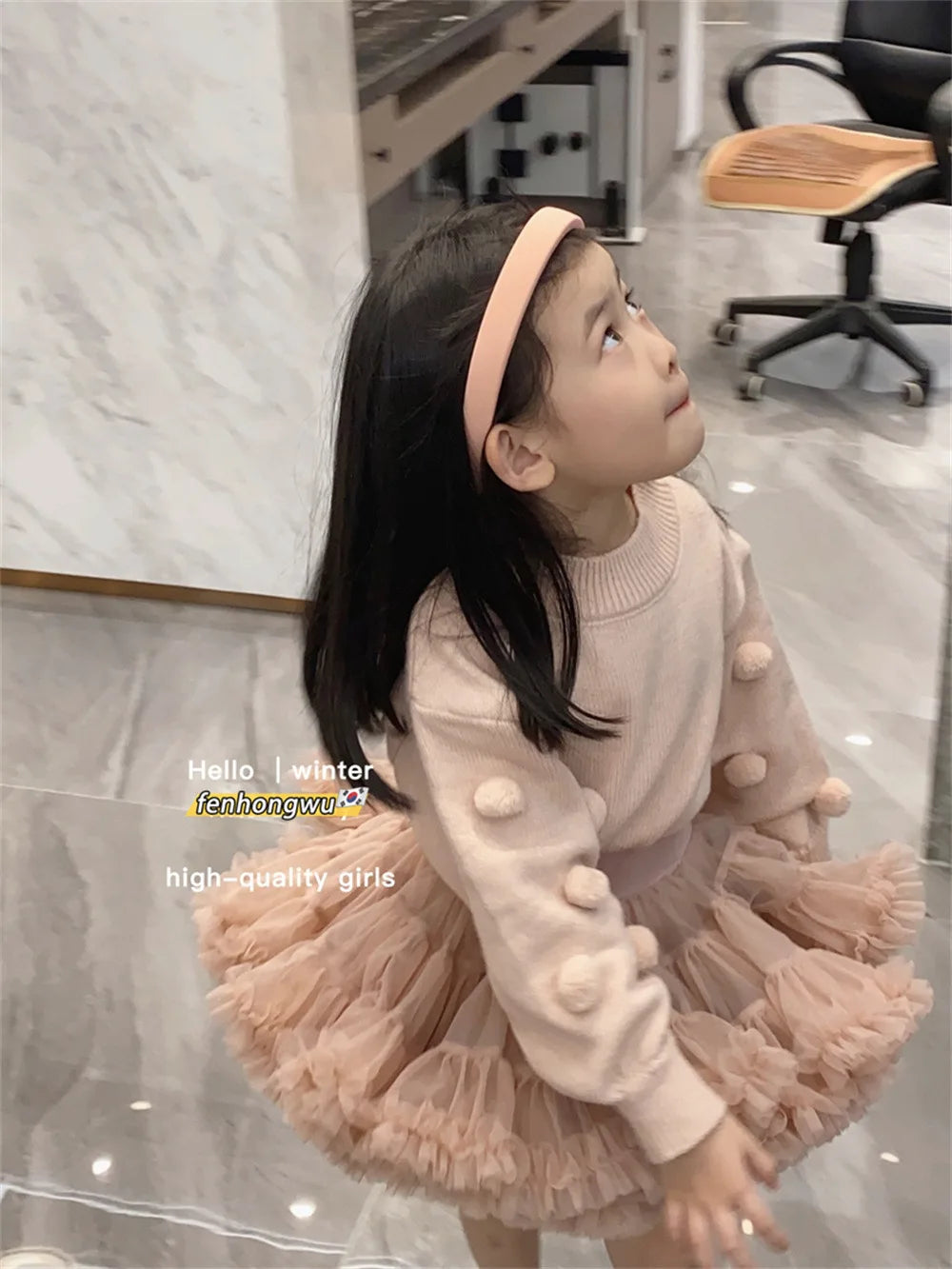 Sweater Autumn Winter Powder Lovely Tender Simple Fashion 2024 Striped Pink Striped Childrens Clothing lovely sweet