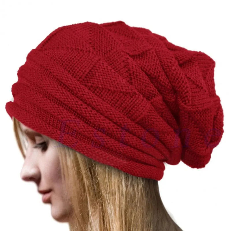 Knitted Hat Women's Autumn And Winter Head Cap Fashion Solid Color Outdoor Windproof Keep Warm Thicken Knitted Hats