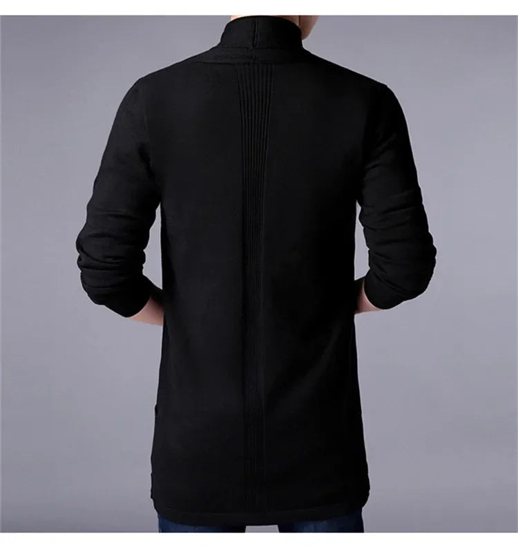 Sweater Coats Men New Fashion 2025 Autumn Men's Slim Long Solid Color Knitted Jacket Fashion Men's Casual Sweater Cardigan Coats