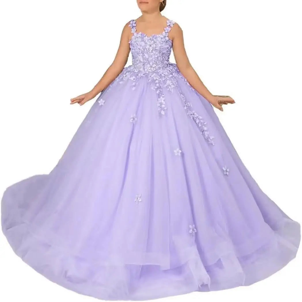 Kingbridal Flower Girl Dresses for Wedding Lace Princess First Communion Formal Dresses Tulle Pageant Ball Gowns Princess Dress