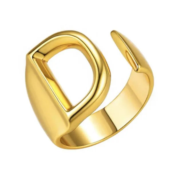 26 English Letter Ring Opening Adjustable Female Personality Internet Celebrity Ring Fashion Jewelry Couple Mother's Day Gift