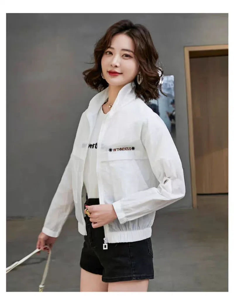 Sunscreen Coat Women's Summer Outerwear Breathable Joker UV Protection Sun-Protective Clothing Jacket Thin 2024 New Female Tops