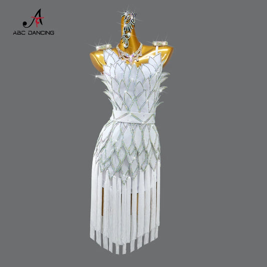 Womens Ballroom Dance Dress Dancewear Elegant Party Clothing 2025 Adult Costume Female Prom Fringed Skirt Girls Samba Stage Suit