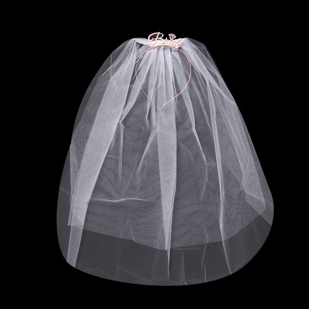 Elegant Bridal Wedding Headdres Bride Headband with Veil Bridal Shower Bride to Be Gift Bachelorette Party Decor Hair Accessorie