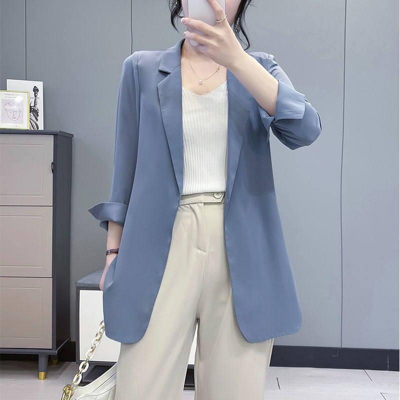 Purple Blazers Jacket for Women Fall Outfits Korean Long Trend Clothing Casual Women's Blazer Suits Tailoring 2024 Spring Coats