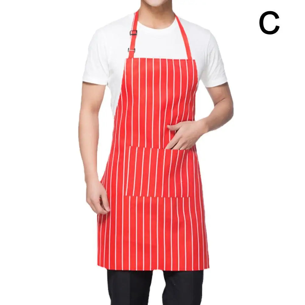 Kitchen Cooking Apron Chef Halterneck Apron With 2 Pockets Catering Sleeveless Aprons Men Woman BBQ Waiter Printing Apron
