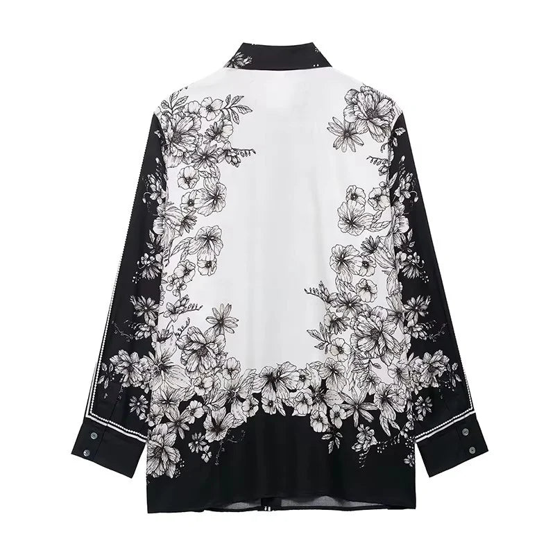 Chic Elegant Pants Set Women's 2 Pieces 2025 New Fashion Printed Shirt Top + Trousers Casual Sets Two Piece Woman Outfits