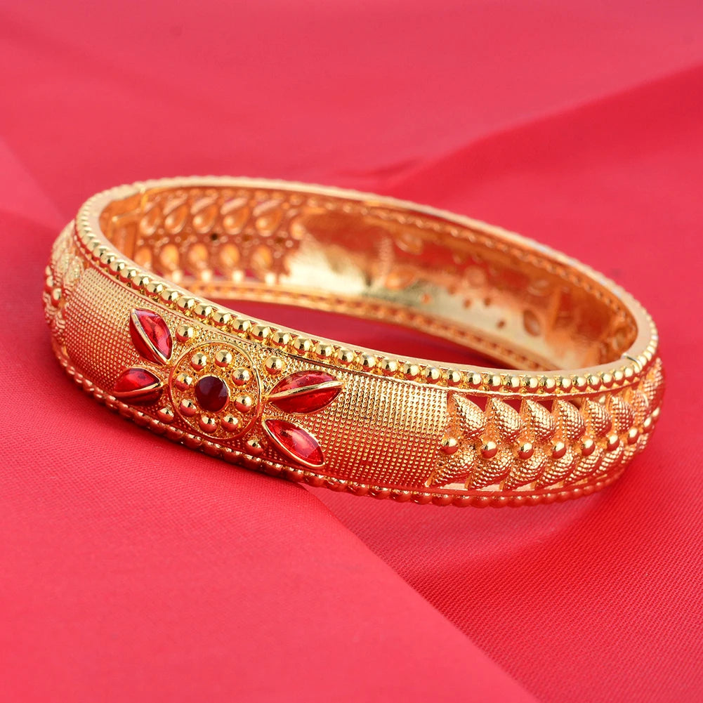 Dubai Wholesale Gold Color Bangles For Women Indian Charm Bracelet Jewellery Arabic Wedding Party Banquet Gifts