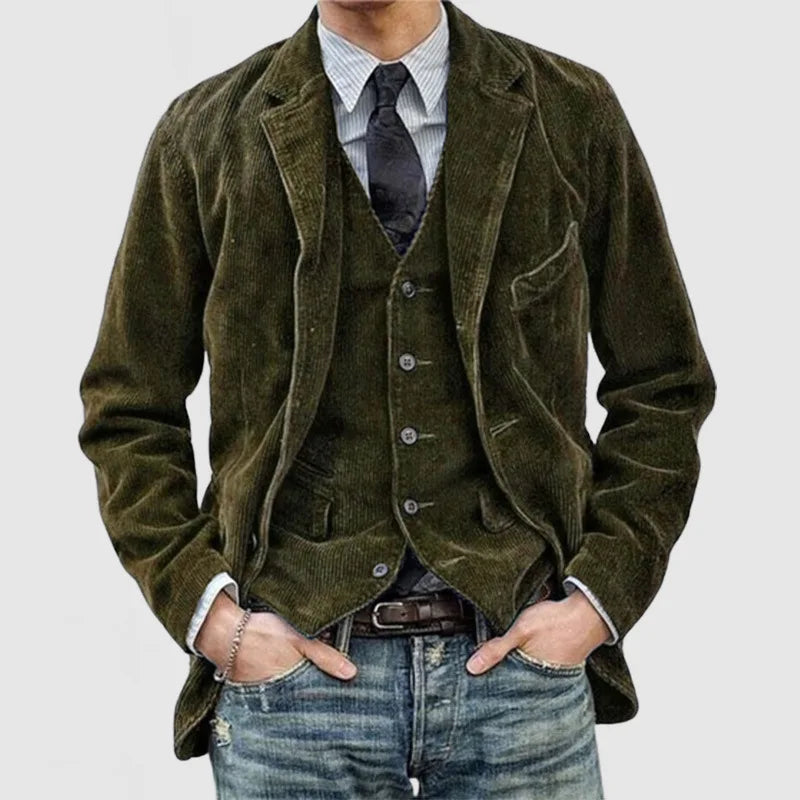 Blazer Men's Fashion Gentleman Business British Style Gentleman Corduroy Wedding Lapel Professional Casual Performance Host Vest