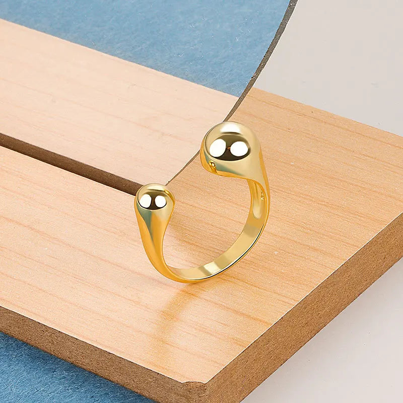 Gold Color Smooth Geometric Ring For Women Couples Minimalist Exaggerated Classic Elegant Wedding Bride Jewelry