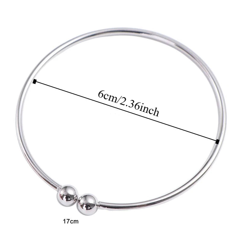 1pc Smooth Solid Bead Bracelet Cufflinks Bangles For Women Man Wedding Engagement Party Jewelry