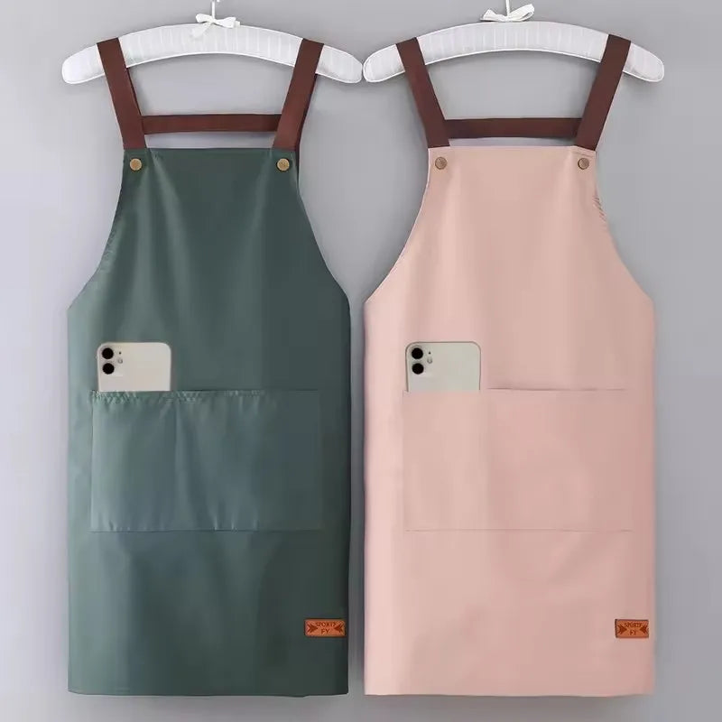 Kitchen Cooking Apron Women Men Waterproof Oil-proof Apron Household Work Clothes with Pockets for Hotel Resturant Coffee Shop