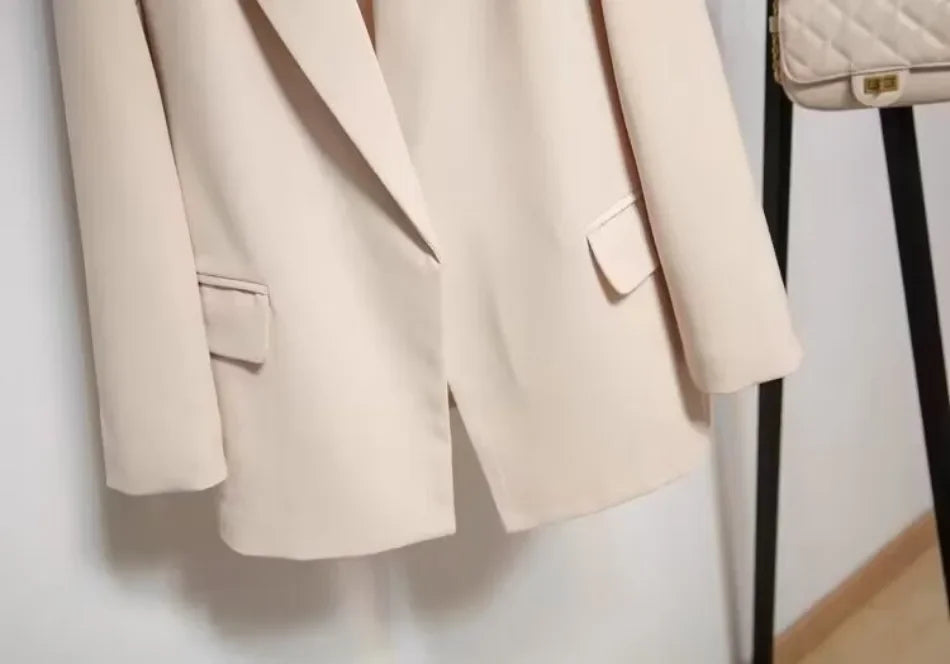 Blazer Woman 2024 Spring Autumn New Korean Fashion Long Sleeved Lace Up Blazers Coats Casual Loose Women's Office Blazer Tops