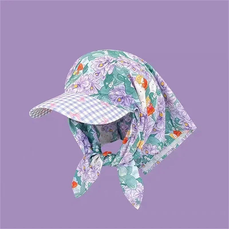 Women's Hats Spring Seaside Vacations French Sweet Cute Girls Outdoor Headscarves With Straps Baseball Caps Pastoral Sun Visor