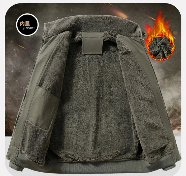 Winter Fashion Trendy Jacket for Men, Padded with Fleece and Thickened Lambswool, Casual and Loose-fitting,Warm Clothing for Men