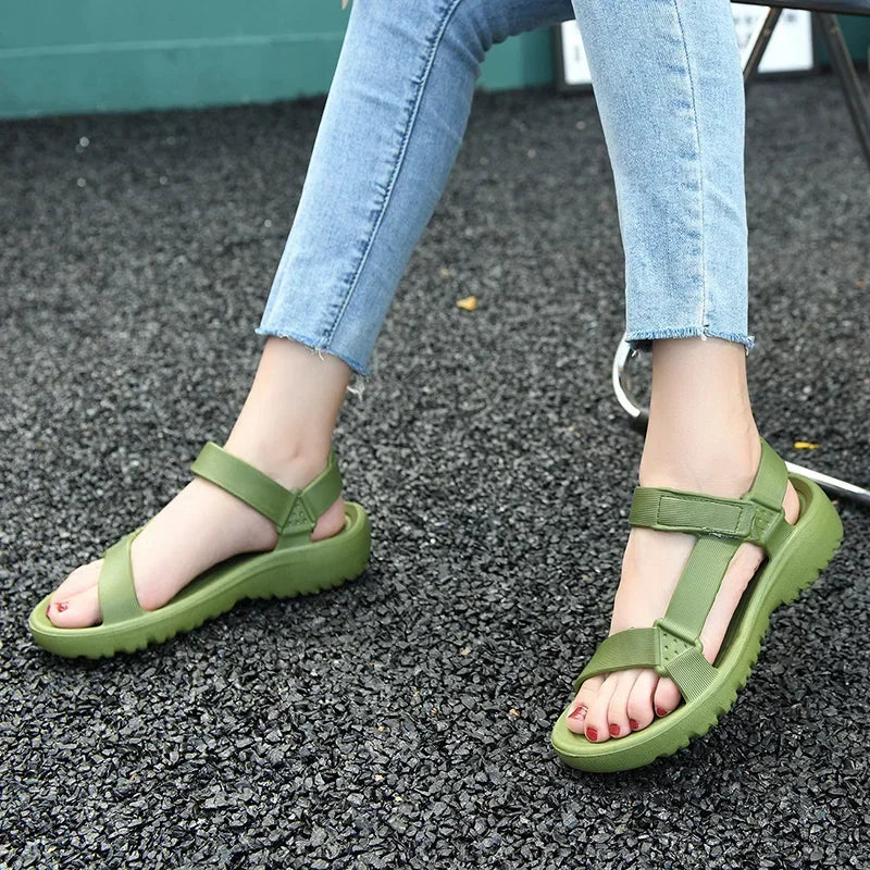 Sandals Woman Summer 2025 New Fashion Platform Sport Casual Flat Sandals Non-slip Outdoor Beach Sandalias Chaussure Femme