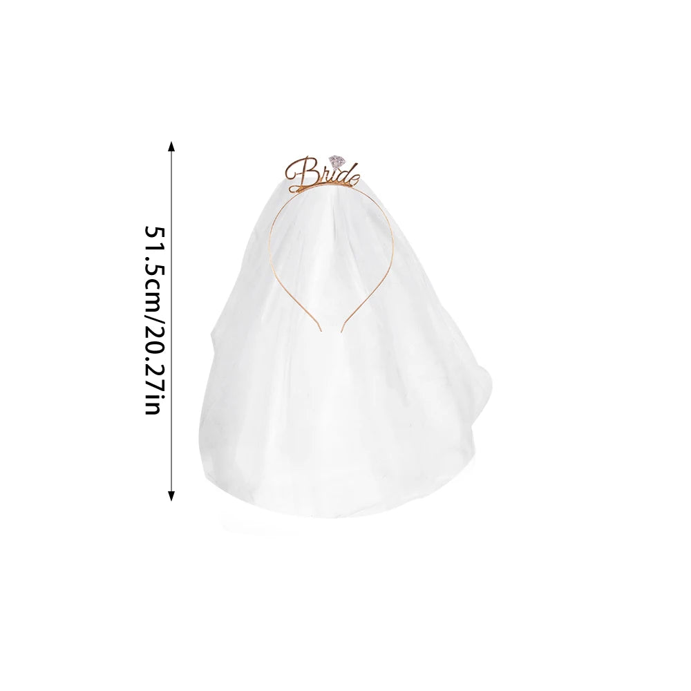 Elegant Bridal Wedding Headdres Bride Headband with Veil Bridal Shower Bride to Be Gift Bachelorette Party Decor Hair Accessorie