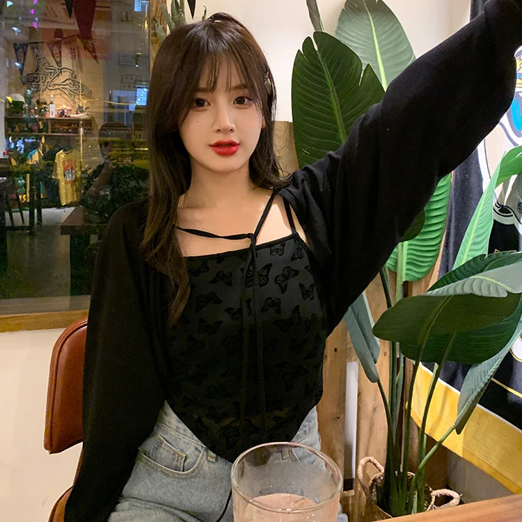 Sweater Cardigan Women Summer Thin All-match Sun-proof Lace-up Simple Fashion Street Wear Vacation Popular Casual Vintage Chic