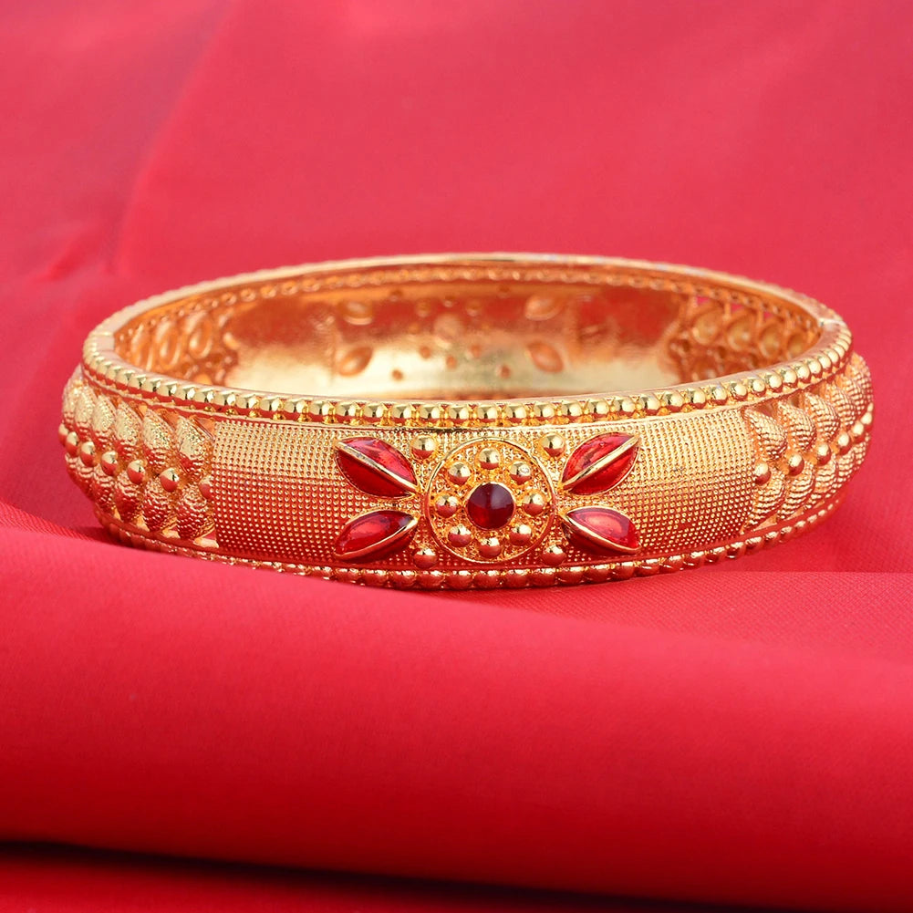 Dubai Wholesale Gold Color Bangles For Women Indian Charm Bracelet Jewellery Arabic Wedding Party Banquet Gifts