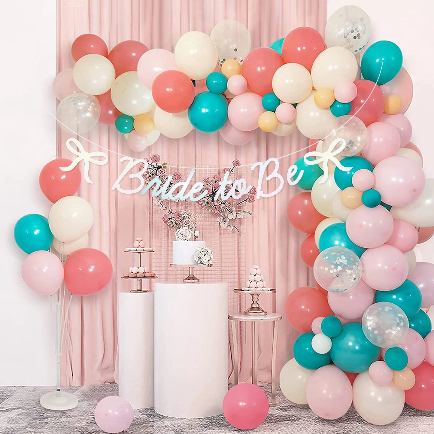 Bride to Be Bow Banner Iridescent Foil Pink Glitter Bachelorette Party Decoration, Tying the Knot Bride Bach Decor, Bridesmaid