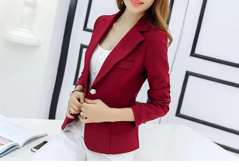 Women Blazer 2022 Formal Blazers Lady Office Work Suit Pockets Jackets Coat Slim Grey Women Blazer Femme Jackets Femme NS5261