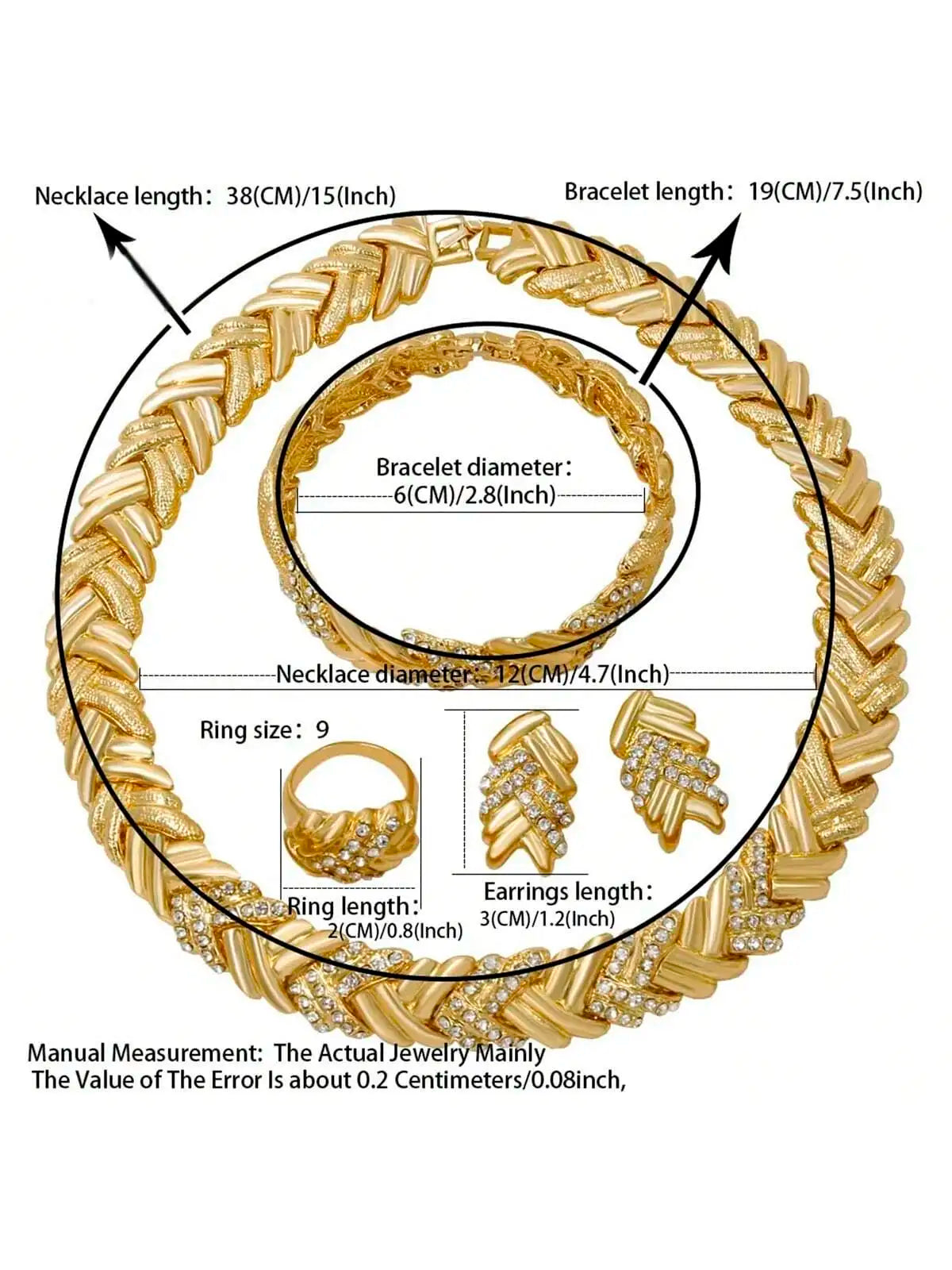 Dubai Jewelry Set For Woman 18K Gold Plated Luxury Necklace Earrings Bracelet and Ring Set Jewelry Wedding Party Trending