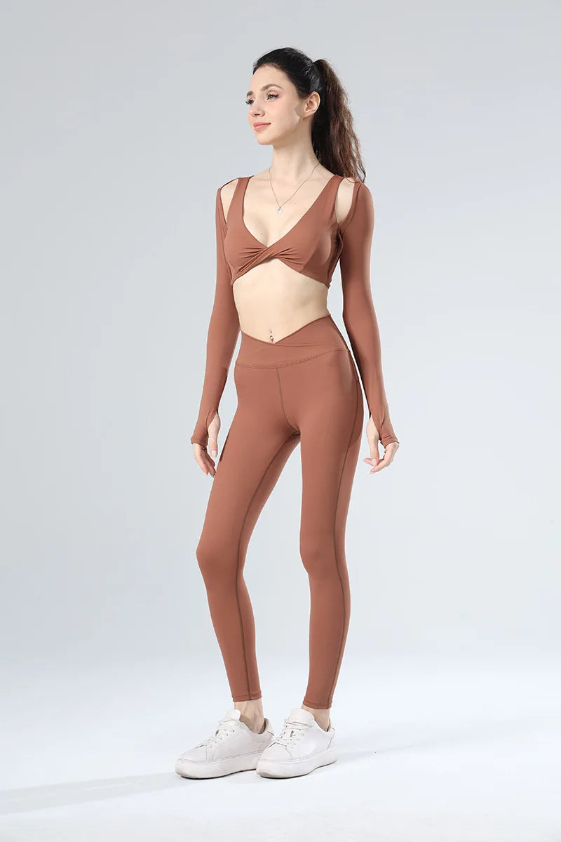 Long Sleeved Fitness Bra for Women, Chest Cushion Top, Comfortable and Sexy Bra, Brocade Ammonia, New Fashion